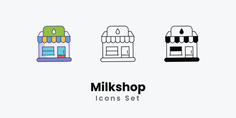 Milkshop Icons thin line and glyph vector icon stock illustration