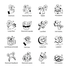 Latest Pack of 16 Patrick Day Doodle Icons 

