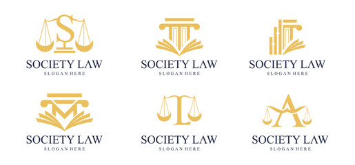 collection of justice logos, creative justice logos in gold color.