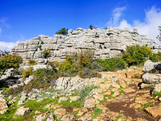 Rock formations with curious shapes in the Torcal de Antequera in the province of Malaga