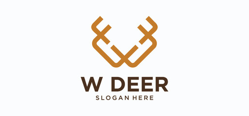 W logo with deer concept, logo for hunters, logo suitable for shooting hobby.