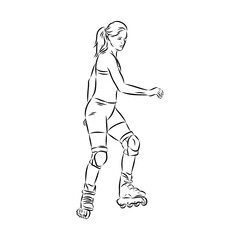 skate in line roller skater young sports recreation vector illustration