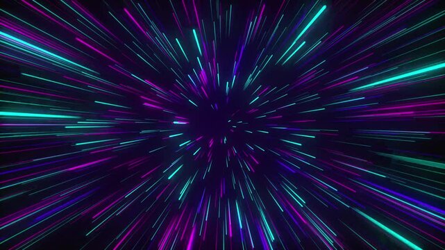 abstract glowing space hyper space jumping background animation. 4k video.