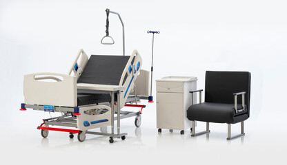 Functional Hospital and patient bed and medical supplies