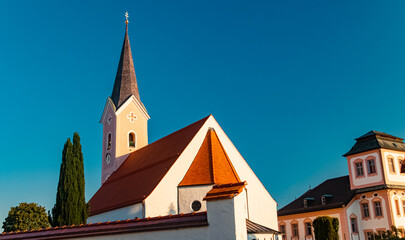 Church on a sunny summer day at Freilassing, Berchtesgadener Land, Bavaria, Germany