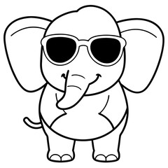 Charming Elephant Rocking Sunglasses - Vector Art