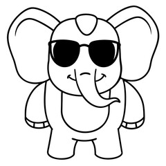 Charming Elephant Rocking Sunglasses - Vector Art
