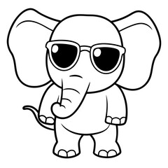 Charming Elephant Rocking Sunglasses - Vector Art