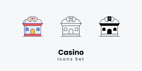 Casino Icons thin line and glyph vector icon stock illustration