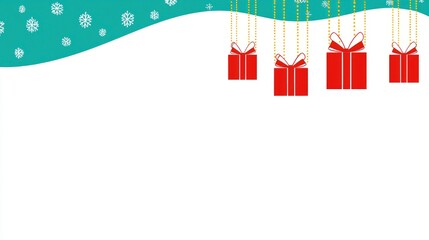 Obraz premium Christmas Gift Boxes Hanging in the Snow