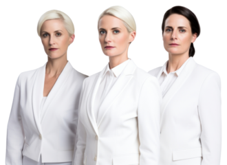 PNG White women wearing white corporate uniform portrait adult togetherness.