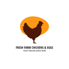 Fresh farm chickens vector logo design template