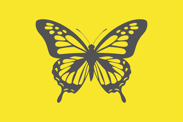 Butterflies silhouette black and white drawing