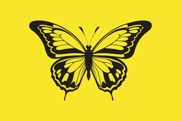 Butterflies silhouette black and white drawing