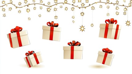 Festive Gift Boxes with Hanging Stars