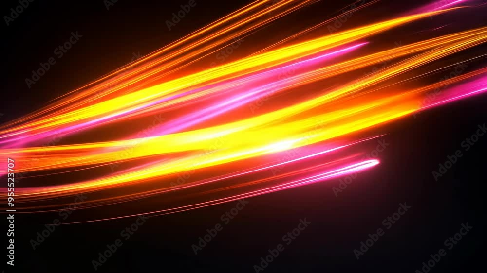 Poster dynamic abstract visualization of vibrant colors and flowing light patterns at high speed