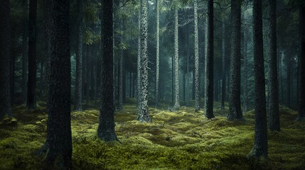 Obraz premium north forest photo realistic illustration