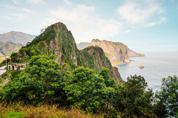Views from Cabo de Larano viewpoint and Vereda do Larano coastal hiking trail. Cliffs atlantic...