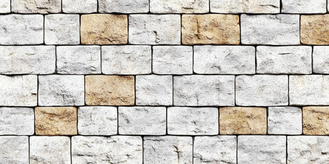 Obraz premium Seamless old sandstone brick wall transparent background texture overlay. Tileable antique vintage stone blocks or tiles surface pattern. Rustic cottagecore wallpaper or backdrop. 3D Rendering.
