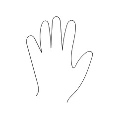 Obraz premium Outline drawing of an open hand, minimalistic design on white background