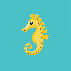 Fototapeta premium Colorful Seahorse Illustration on Turquoise Background