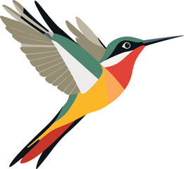 Fototapeta premium Colorful Hummingbird Illustration in Flight