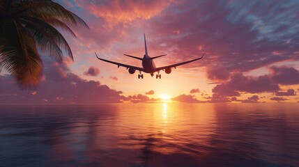 Air travel via a white passenger aircraft soaring in the sky with breathtaking clouds in the backdrop