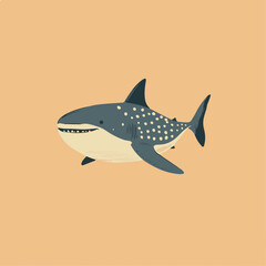 Fototapeta premium Cartoon Shark Swimming in a Warm Background