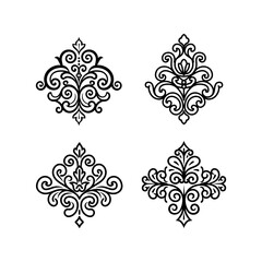 Decorative floral corner design element with corner border.