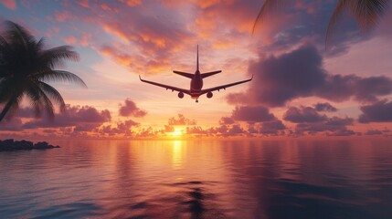 Air travel via a white passenger aircraft soaring in the sky with breathtaking clouds in the backdrop
