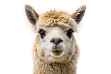 Obraz premium Alpaca portrait isolated on a pure white background 