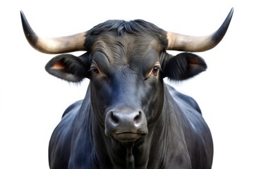 Fototapeta premium Bull portrait isolated on a pure white backgound 