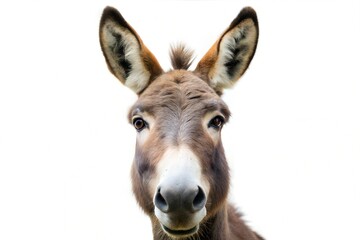 Fototapeta premium Donkey portrait isolated on a pure white background 