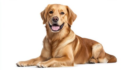 Golden Retriever Lying Down with a White Background, Digital Illustration, White Background, Golden Retriever, dog, canine, pet