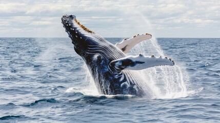 Fototapeta premium Humpback Whale Breaching in the Ocean