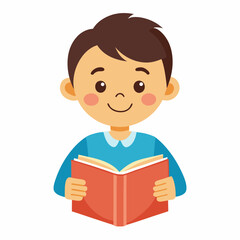 Child Reading a Book Vector Art