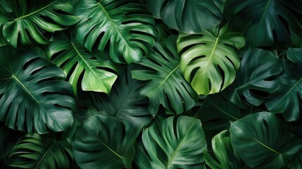 Fresh green background with tropical leaves, giving a lively and energetic vibe to your content