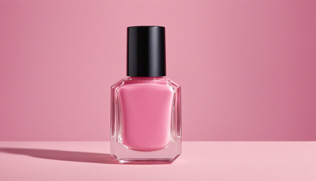 Mockup vernis &agrave; ongle rose pastel manucure beaut&eacute; cosm&eacute;tique.