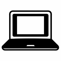 Minimalist Laptop Icon on White Background - Vector Art Illustration