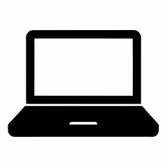 Minimalist Laptop Icon on White Background - Vector Art Illustration