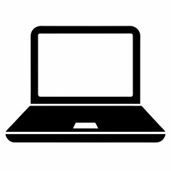 Minimalist Laptop Icon on White Background - Vector Art Illustration