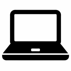 Minimalist Laptop Icon on White Background - Vector Art Illustration