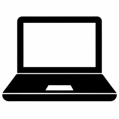 Minimalist Laptop Icon on White Background - Vector Art Illustration