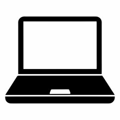 Minimalist Laptop Icon on White Background - Vector Art Illustration