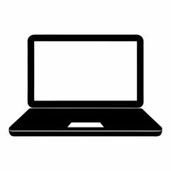 Minimalist Laptop Icon on White Background - Vector Art Illustration