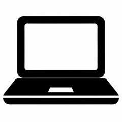 Minimalist Laptop Icon on White Background - Vector Art Illustration