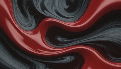 Abstract liquid background with red and black waves.