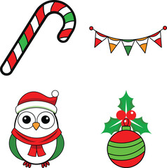 set of Christmas elements, Christmas vector clipart