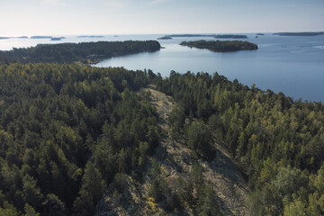 Obraz premium Numerous wooded islands. Aerial view