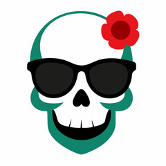 Skull, Sunglasses, and Rose Vector Art